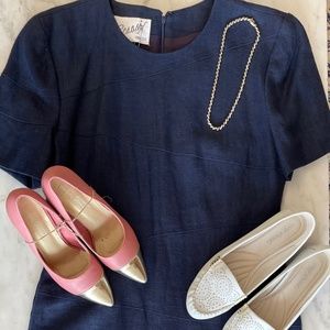 Scaasi Blue Linen Vintage Dress, Easy Street Loafers, Charming Charlie Heels